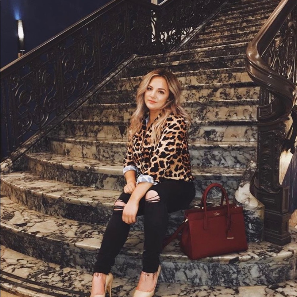 Leopard button down blouse